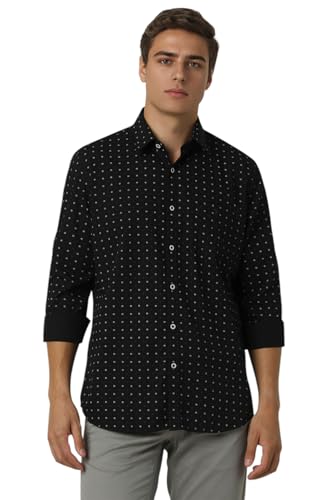 Image of Van Heusen Casual Printed Shirt for Men| Premium Cotton| Full Sleeves| Slim Fit |Breathable Fabric