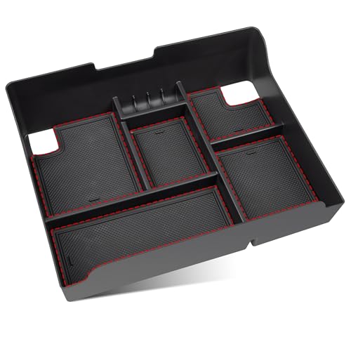 RED WOLF Center Console Organizer Tray for 2015-2019 Cadillac Escalade Armrest Box Secondary Storage Factory Model Design with Anti-Slip Pad