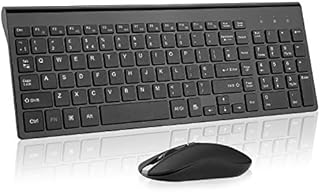 cimetech Wireless Keyboard and Mouse, 2.4G Compact QWERTY UK Layout USB Keyboard and Silent Mouse Set Cordless Slim Mini Design with Number Pad for PC, Desktop, Computer, Laptop, Windows