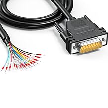 DB15 Male Connector to Bare Wire 10-Foot 24AWG, DB15 Extension Cable All 15 Wires Equipped with Marker Terminal Blocks D-SUB 15 Pin Cable to Bare Wire