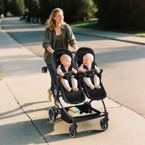 image for GarveeLife Side by Side Double Stroller for Twins, Lightweight Compact