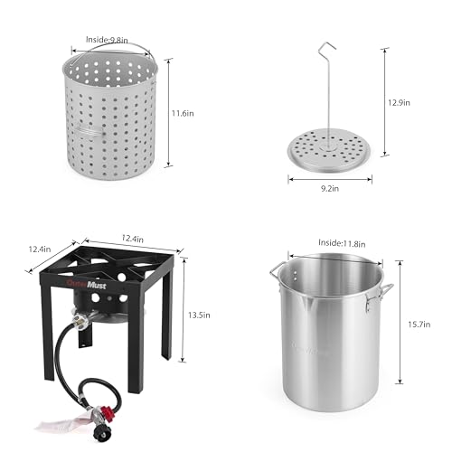 30 QT. Seafood Boil Pot and Burner Kit 50,000 BTU Turkey Deep Fryer with Basket and Burner Set Crafish Boiler, Ideal for Cooking Turkey, Crawfish, Crab - Image 4