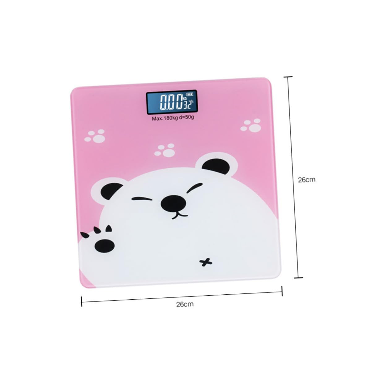 Gatuida Bilancia Digitale per Neonati e Adulti Display LCD Luminoso Sensori Alta Precisione Capacità 180Kg Adatta Animali Domestici Base Anturto Design Cartone Animato Rosa