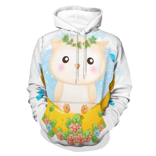 Hoodie Hibou UMENG Unisexe - Sweat À Capuche Manche Longue Noir Taille S