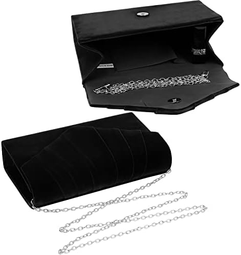 Evening Bags Faux Suede Clutch Bag Pleated Design Clutche,Envelop Style Evening Clutch Women'S Suede Glitter Clutch With Chain For Party Wedding Reunion