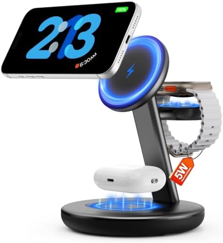 3 in 1 Magnetic Wireless Charger Stand for iPhone Apple Watch AirPods