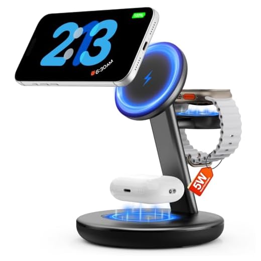 for Apple Watch 5W Fast Charger,15W • Silent •Not hot, 3 in 1 Wireless Charging Station, Apple Mag-Safe Charger Stand,Fast Magnetic Wireless Charger Station for iPhone17-12Series,Apple Watch Airpods