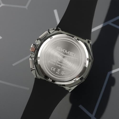 Image of SKMEI Stylish Analog Quartz Watch for Men - Trendy Transparent Case, 30M Water-Resistant, Durable Silicone Band, Lightweight Wristwatch with Date Display & Stopwatch-2426