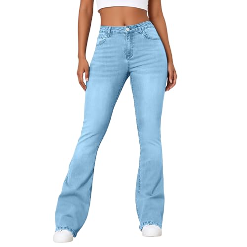 Jean évasé taille haute extensible WWricotta pantalon denim été femme