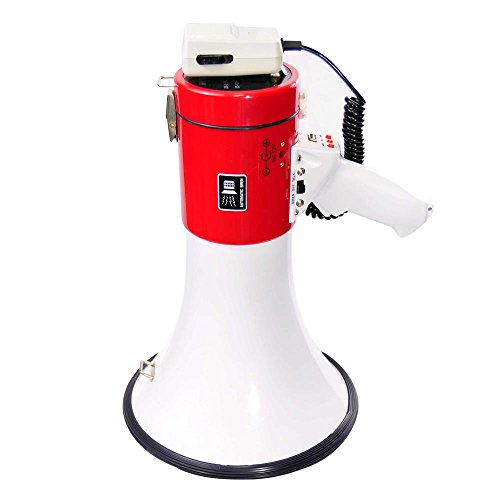 Pyle Megaphone Speaker Pa Bullhorn - With Built-In Siren 50 Watts Adjustable Volume Control & Record Function - Ideal For Football, Baseball, Cheerleading Fans, Coaches Or For Safety Drills Pmp58U #TOP1