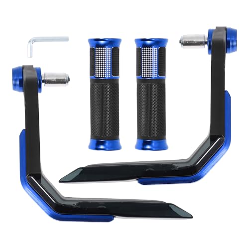 Poignées moto bleu 22mm en alu CNC et caoutchouc premium pour guidon custom