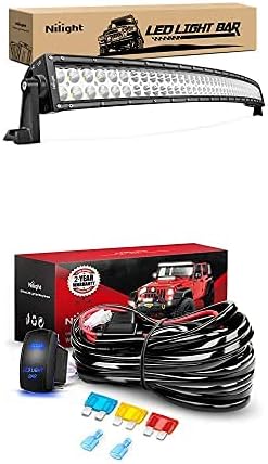 Nilight LED Light Bar 42Inch 240W Curved Spot Flood Combo Led Off Road Lights with 12V 5Pin Rocker Switch 14AWG Wiring Harness Kit-1 Lead, 2 Years Warranty