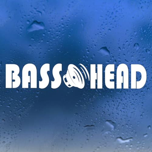 Minglewood Trading White - Bass Head 5.75' x 1' Vinyl Decal V2 EDM Music Speaker Basshead Head Banger - Die Cut Sticker