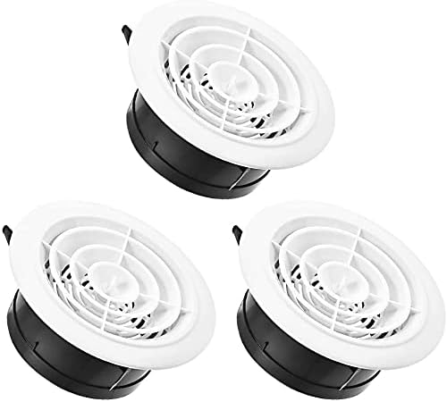 XYWHPGV 4.92 Inch Air Outlet Round Louver Exhaust Outlet Height 2.8 Inch for Kitchen Ventilation Bathroom Office ABS Plastic White 3 Pcs(6eb3b 68fb0 000bb 42f