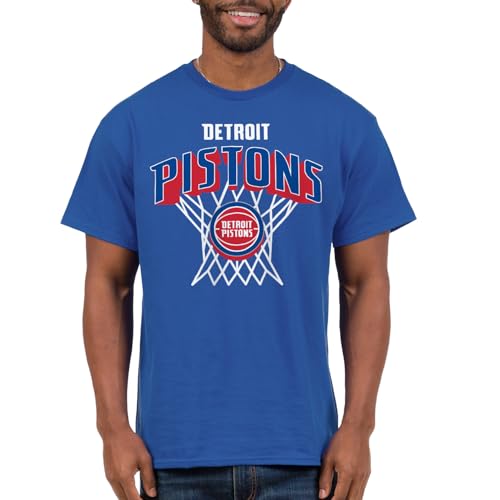 Detroit Pistons NBA Nothing But Net Team Logo - Adult Short Sleeve Fan T-Shirt for Men and Women