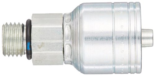 Image of Aeroquip 1AA4MB4 Carbon Steel Global TTC (Thru the Cover) Crimp Hose Fitting Male Boss O-Ring, Straight, 1 /4 inch Hose ID, 7 /16 inch - 20 Thread