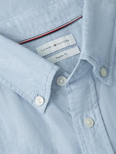 Image of Tommy Hilfiger Men's Long Sleeve Casual Linen Button Down Shirts in Regular Fit