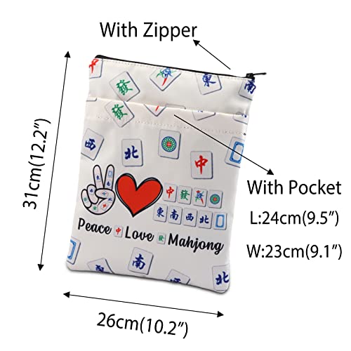 Mnigiu Funny Mahjong Gift Mahjong Lover Gift Peace Love Mahjong Book Sleeve Board Game Lover Gift Lucky Mahjong Book Protector Cover (Peace Love Mahjong) #TOP1