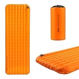FLEXTAILGEAR Ultralight Backpacking Sleeping Pad with 5.6 R-Value, Insulated Camping Pad, 4 in Thick 77 in Long Inflatable Sleeping Mat, 19.6 oz Lightweight Compact Pad for Backpacking & Hiking