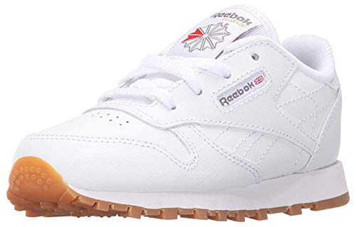 Reebok boys Classic Leather Sneaker, White/Gum, 8.5 Toddler US