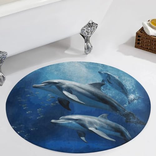 Alfombra pequeña de delfines para baño y cocina lavable 6