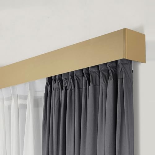 Riel de cortina de pared doble, guías deslizantes silenciosas doradas, 140 cm