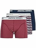 JACK & JONES Herren JACSTEVE Trunks 3 Pack Boxershorts, Marshmallow/Detail:Stripes-Dress Blue, L
