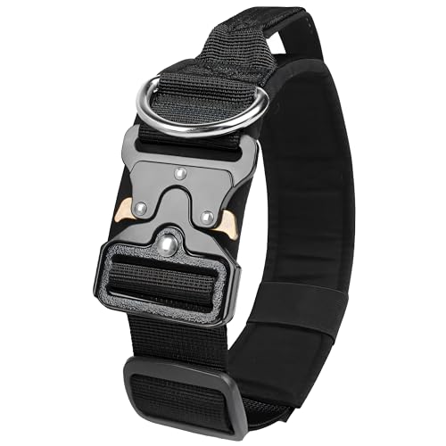Retoo Taktisches Hundehalsband Für Große Hunde 45–65 cm, Verstellbar, 45 mm Breit, Mit Metallschnalle & Zuggriff, Reißfestes Gurtband, XL Quick Release