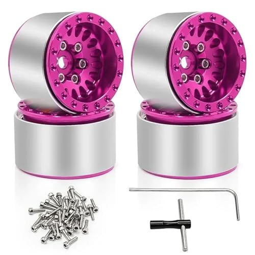 Jante RC Beadlock 1/18 1/24 en alliage alu rose pour TRX4M SCX24