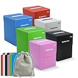 RyshePro 6 Pack Large Card Deck Boxes with 12 Dividers & 1 Dice Bag, Fits 100+ Double-Sleeved Standard Game Cards, Bulk Trading Card Storage Organizer Plastic Cases for MTG TCG Sports Cards, Colorful