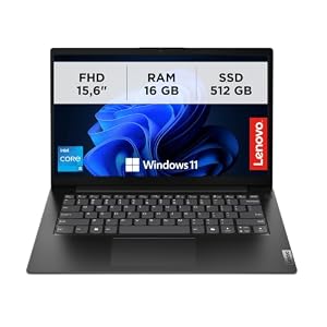 Lenovo V14 G5 Professioneller Laptop 14" Full HD entspiegelt mit Intel Core i5 Prozessor, 16GB DDR5 RAM Speicher, 512GB SSD Veloce, HD Webcam mit Privacy, Windows 11 Pro - schwarz