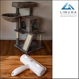 LINUMA® Wałek do sierści zwierząt wielokrotnego użytku – dla psa i kota – usuwa sierść z ubrań sofy łóżka – bez kleju – łatwy do czyszczenia – ekologiczny