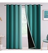 Yakamok Teal 100% Blackout Curtains for Bedroom，Ombre Room Darkening Curtains for Living Room Gro...