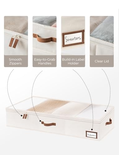 Storageworks USKT81-49-303 Underbed Storage Bins, Under Bed Storage Containers With Zippers, Closet Organizer For Clothes, Blankets, Ivory White, Jumbo thumb #2