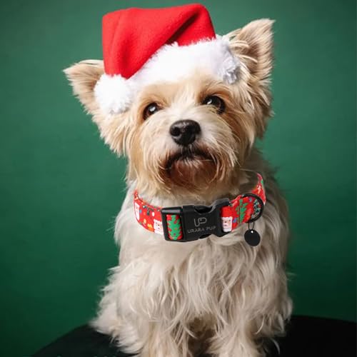 Image of Christmas Santa Claus Dog Collar, Cute Santa Claus Christmas Collar for Puppy Girl Boy Dog, Adjustable Red Dogs Collars with Quick Release, Cute Pet Collars