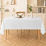 Aocoz White Tablecloth 60 x 84 Inch- Rectangle Stain-Wrinkle Tablecloths Resistant, and Washable, De