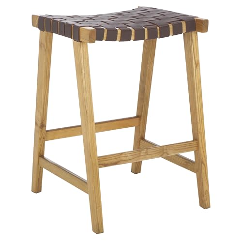 Safavieh Home Collection Abreu Butaco de Madera Maciza 27 Pulgadas Color Cognac/Natural miniatura 1