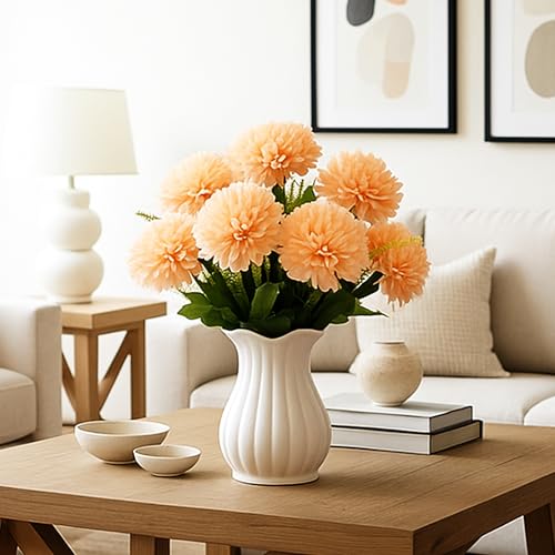 Image of Art Street Artificial Flower Bunch| Silk Peach Hydrangea Flower for Home| Bedroom, Living Room & Office Decoration |Christmas Day, New Year Set of 1 |11 Inch (Without Vase)