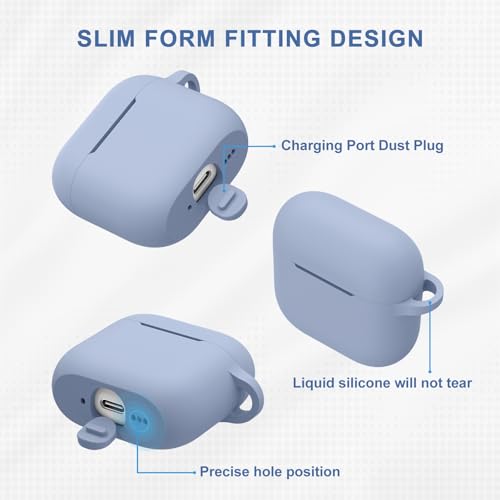 Image of Tobfit Case for AirPods 4 Case Cover 2024 with Lanyard & Keychain, Soft Silicone Protective Case for Apple AirPods 4th Generation, Full Protection, Support Wireless Charging, Denim Blue