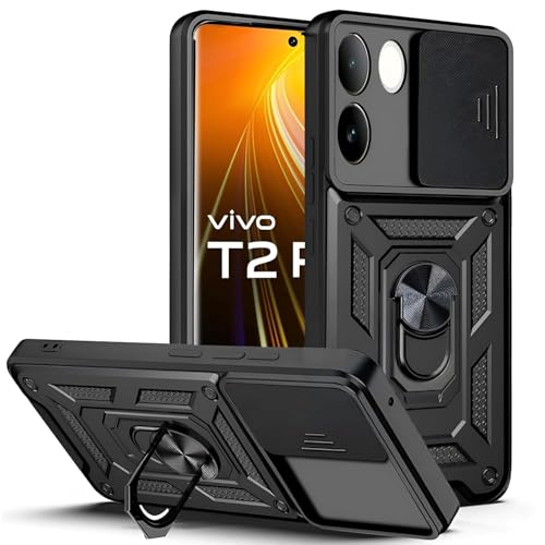 Image of AIBEX Back Cover for Vivo T2 Pro 5G / iQOO Z7 Pro 5G | D10 Tough Armor Case | Sliding Camera Shield | 360 Protection | Kickstand Ring Holder | Military-Grade Shockproof Bumper Case
