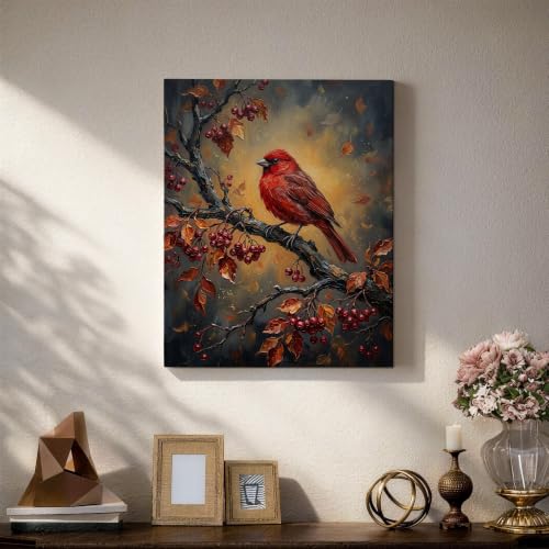 Lienzo de hojas de otoño rojas para decorar el dormitorio y la sala de estar 5