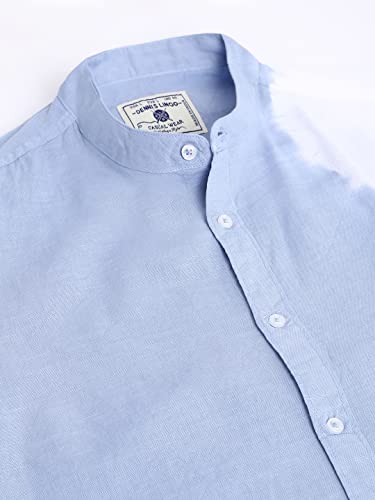 Image of Dennis Lingo Men's Ombre Slim Fit Cotton Casual Shirt with Mandarin Collar & Full Sleeves