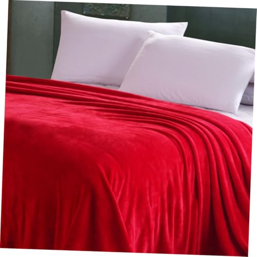 Manta de franela gruesa roja Uonlytech para sofá y cama 3
