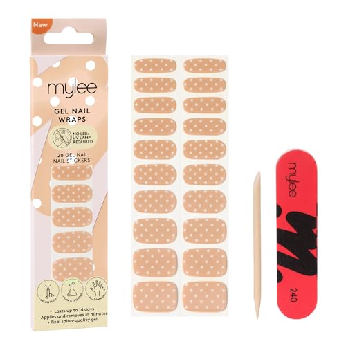 Mylee Gel Nail Wraps [Connect The Dots] – 20 Pre-Cured Gel Stickers, No Lamp Needed, Chip-Resistant, Glossy Finish, Long Lasting, Easy to Apply