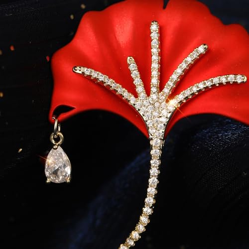 Image of Red Rose Flower Brooches and Pins for Women Costume Jewelry Brooch Pins Broches Jewelry for Women Elegant Lady Pin