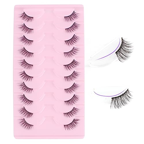 Oreola False Eyelashes 10 Pairs Half Lashes Natural Cat Eye Lashes Wispy Corner Eyelashes Natural Handmade Reusable