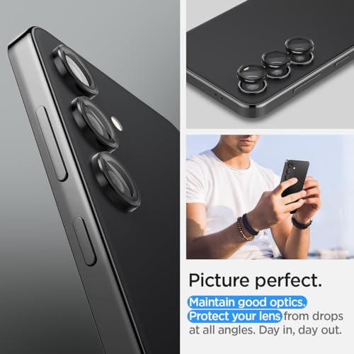 Image of Spigen EZ Fit Optik Pro Tempered Glass Camera Lens Protector Guard for Galaxy S24 (Black) - 2 Pack