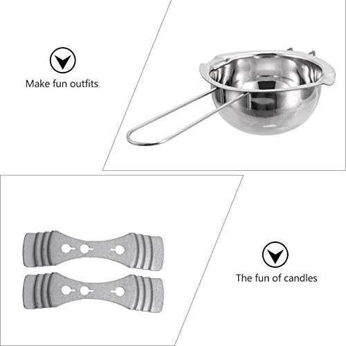 EXCEART Kit de Fabricação de Velas de Aço Inoxidável Pote de Banho-Maria Cera de Soja Ferramenta par