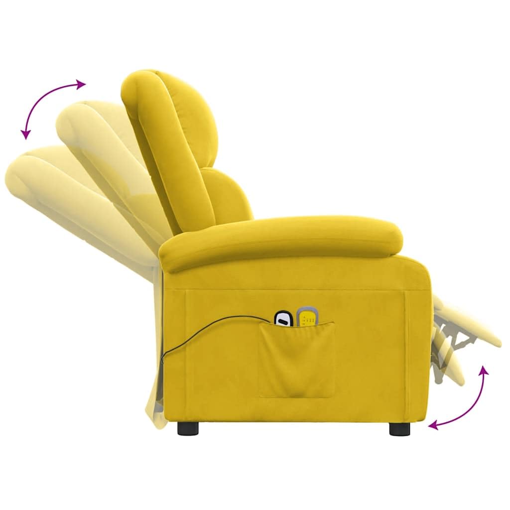 vidaXL Sillón de Masaje eléctrico Terciopelo Amarillo