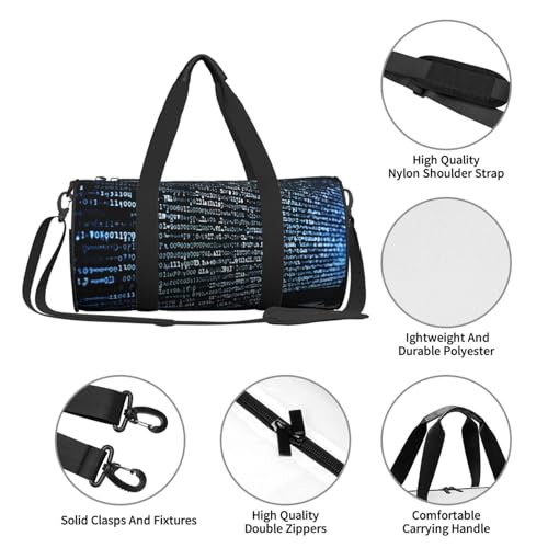 Sac de sport avec code de programmation pour voyage en toile noir - 6